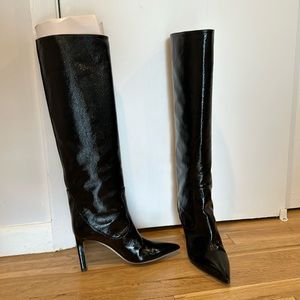 Like new, Jimmy Choo, tall patent leather boots pointy toe